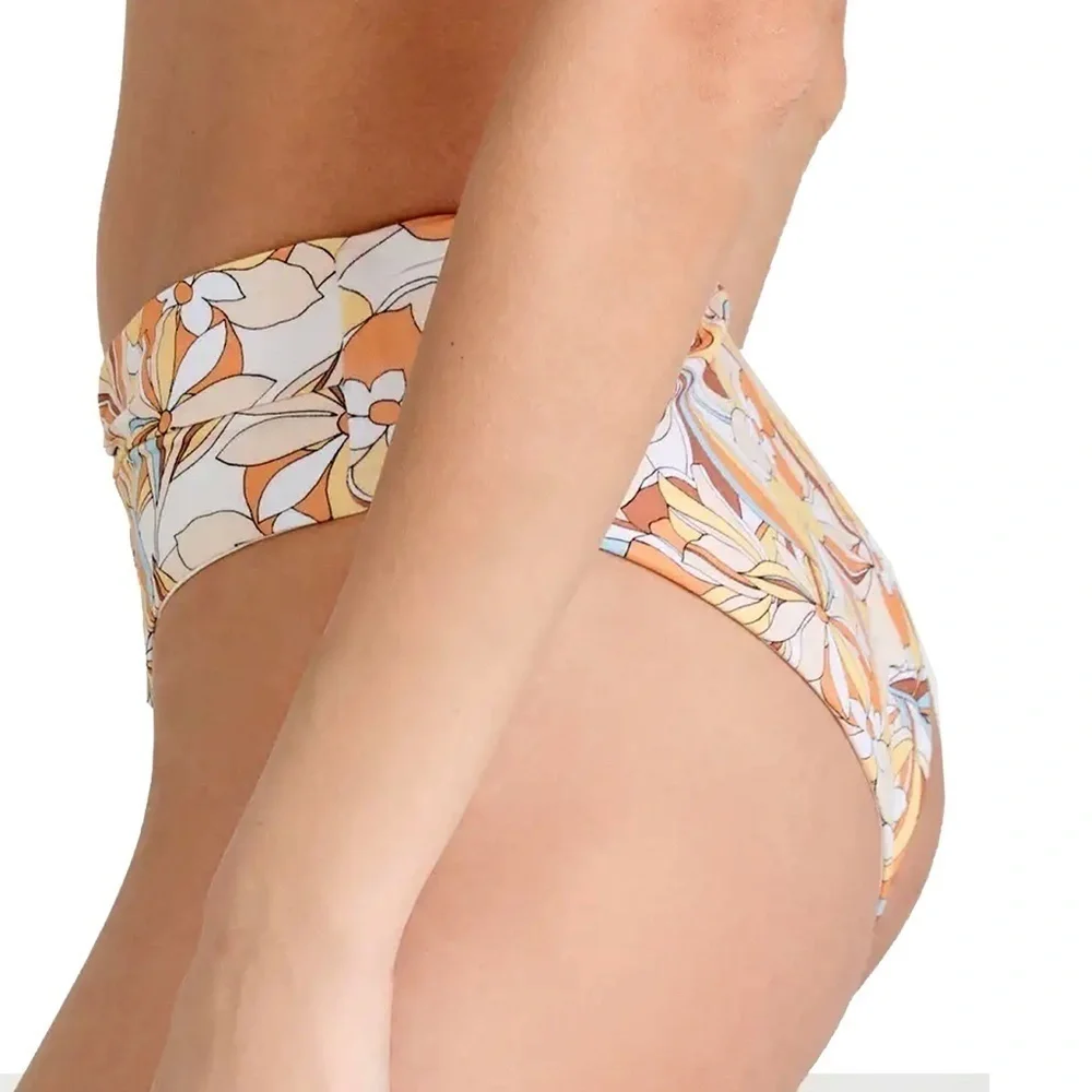 L* SPACE Nancy Lee Reversible Swim Bikini Bottom Bitsy Cut Sunshine Floral NWOT - Picture 5 of 10